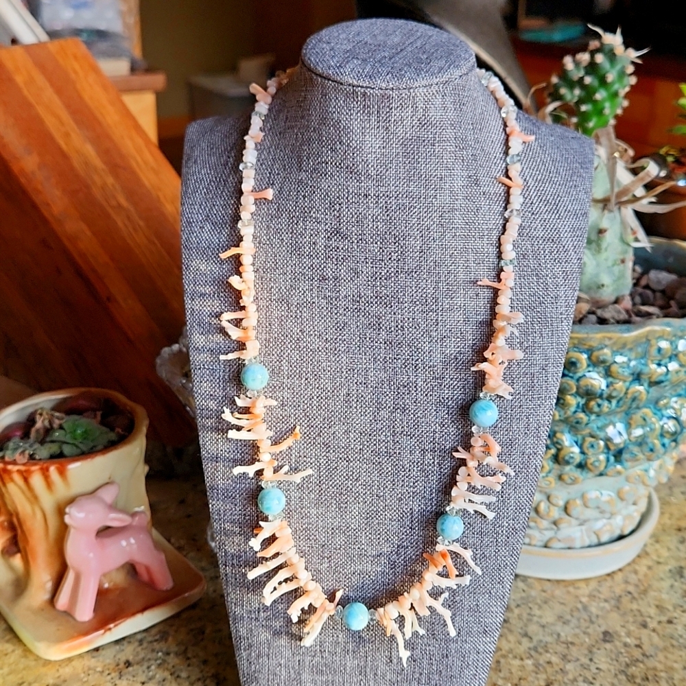 Angel Skin and Larimar Necklace